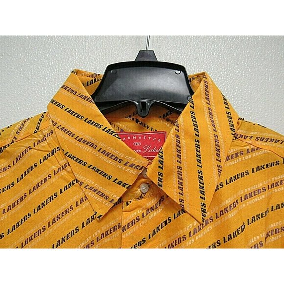 NBA  LA Lakers Gold Button Up Dress Shirt by Headmaster Designer Label - Picture 4 of 8